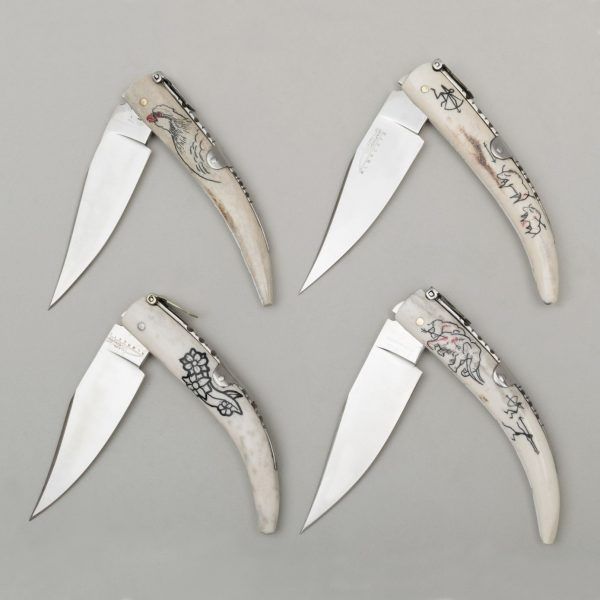 Puntas de Búfalo scrimshaw del artesano cuchillero Juan Luis Vergara
