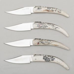 Puntas de Búfalo nº1 scrimshaw elaboradas por el artesano cuchillero Juan Luis Vergara