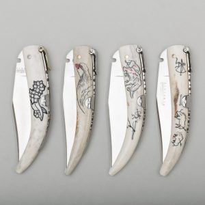 Puntas de Búfalo nº1 scrimshaw del artesano cuchillero Juan Luis Vergara