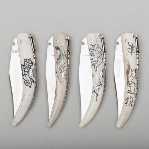 Puntas de Búfalo nº1 scrimshaw del artesano cuchillero Juan Luis Vergara